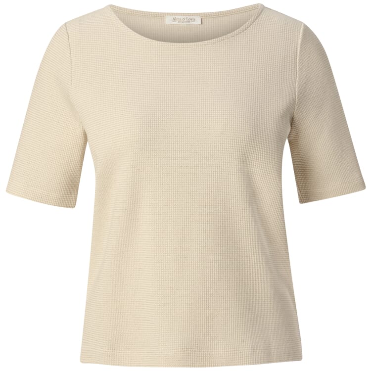 T-shirt à paillettes pour femmes manches courtes, Naturel