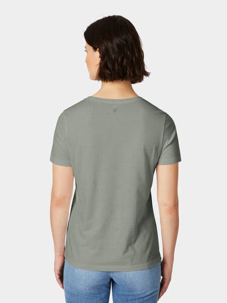 Women's T-Shirt Sage Green, presented on a model
