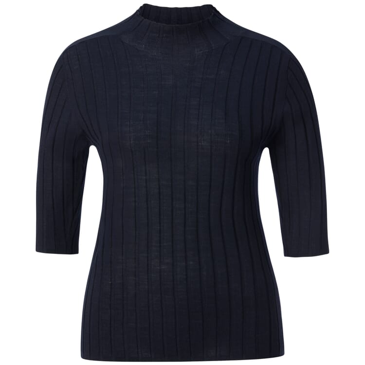 Damen-Strickshirt Halbarm, Dunkelblau