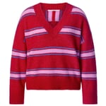 Ladies knit sweater striped Red