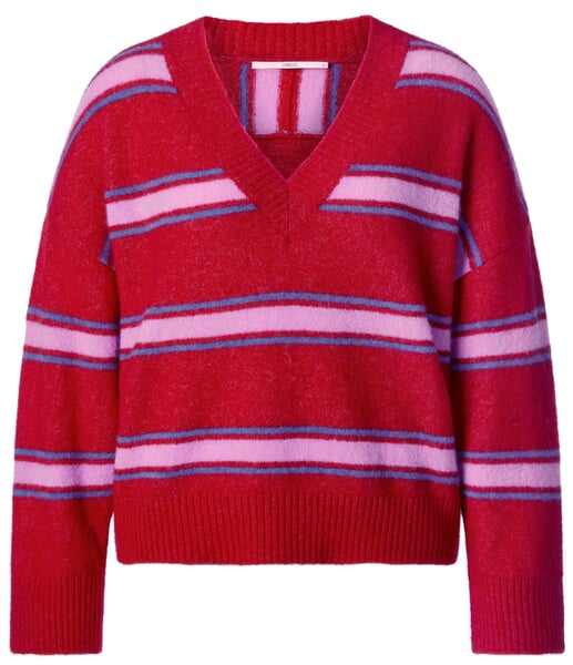 Women’s Striped Knit Sweater Red