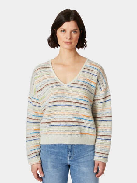 Pull en maille pour femme Multicolore, présenté sur un modèle