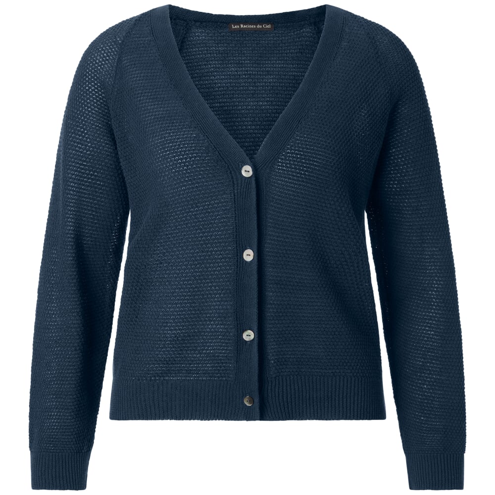 Nuha Gerippte Strickjacke in Blau