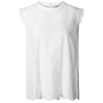 Damebluse med hulmønsterbroderi Hvid