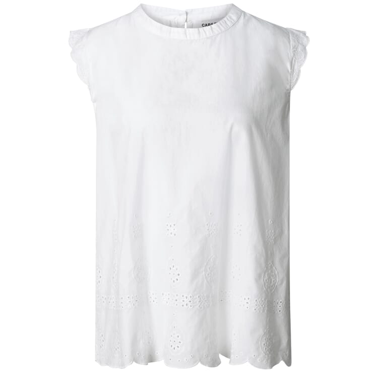Women's blouse with eyelet embroidery, White