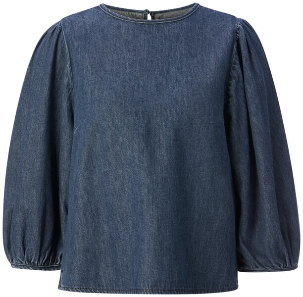 Jeansbluse til kvinder med 3/4-ærmer Medium blå