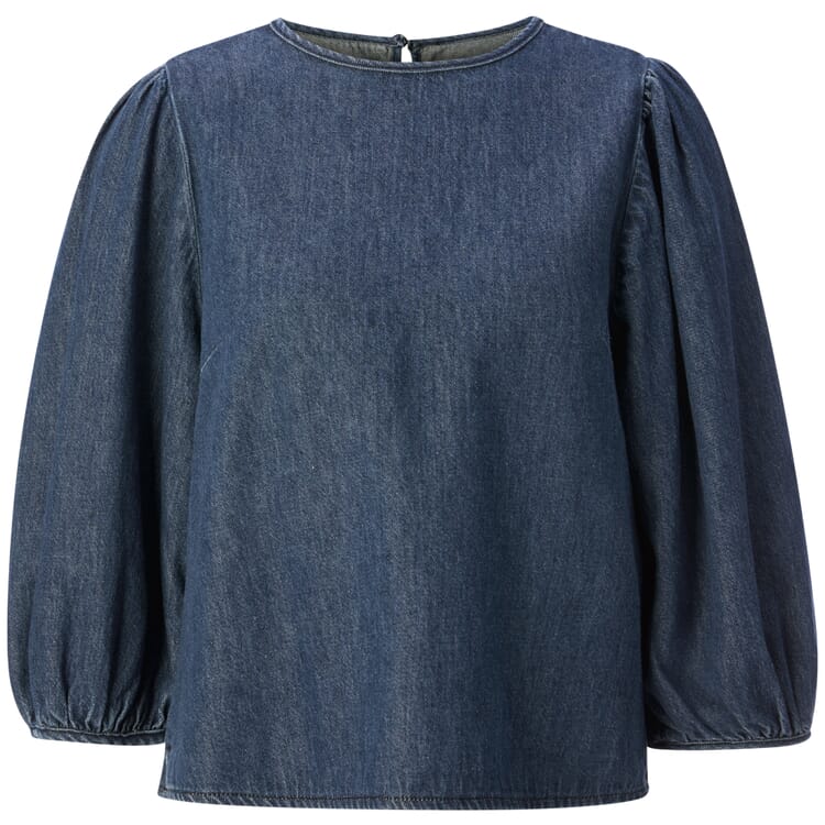 Women's 3/4-Sleeve Denim Blouse, Medium blue