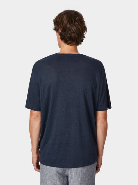 Herren-T-Shirt Leinen Navy, Tragebild