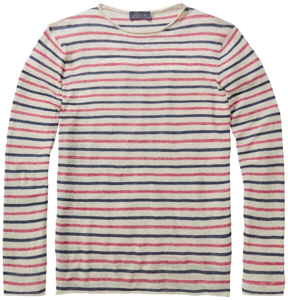 Mens knit sweater Beige-red-blue