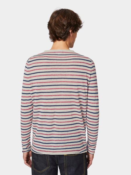Mens knit sweater Beige-red-blue, presented on a model