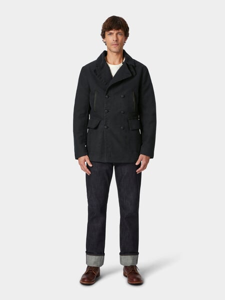 Hannes Roether Veste homme double boutonnage Noir, présenté sur un modèle