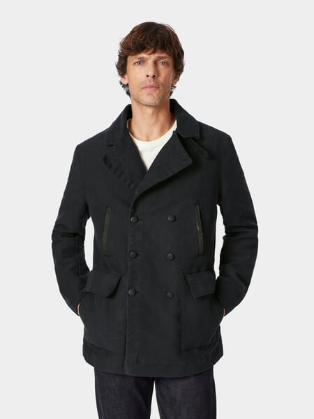 Hannes Roether Veste homme double boutonnage Noir, présenté sur un modèle