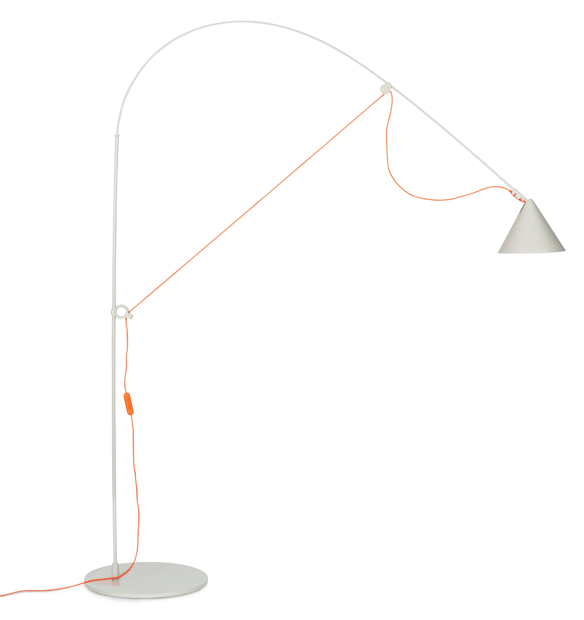 Ayno L 2.0 Floor Lamp, Silk Gray, Cable: Neon orange | Manufactum