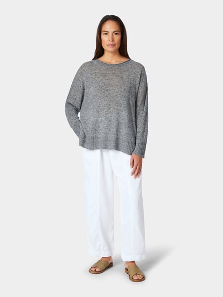 Damen-Leinenpullover Graumelange, Tragebild