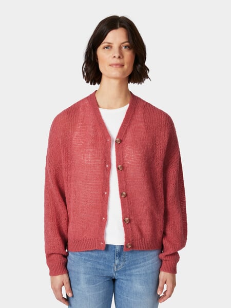 Ladies cardigan Pink, presented on a model