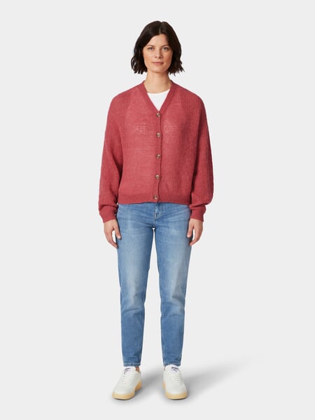 Ladies cardigan Pink, presented on a model