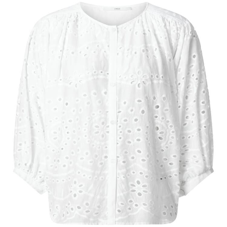 Women's blouse with eyelet embroidery, White