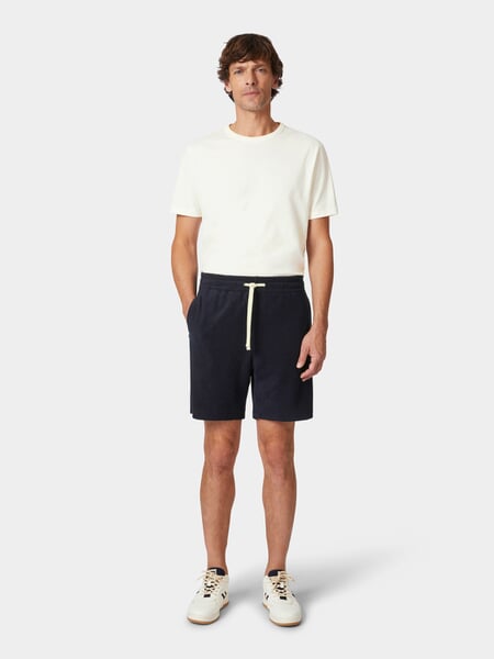Men shorts terry Navy, presented on a model