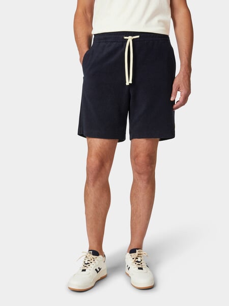 Men shorts terry Navy, presented on a model
