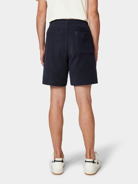 Men shorts terry Navy, presented on a model
