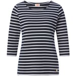 Dames shirt driekwart mouw Marine wit