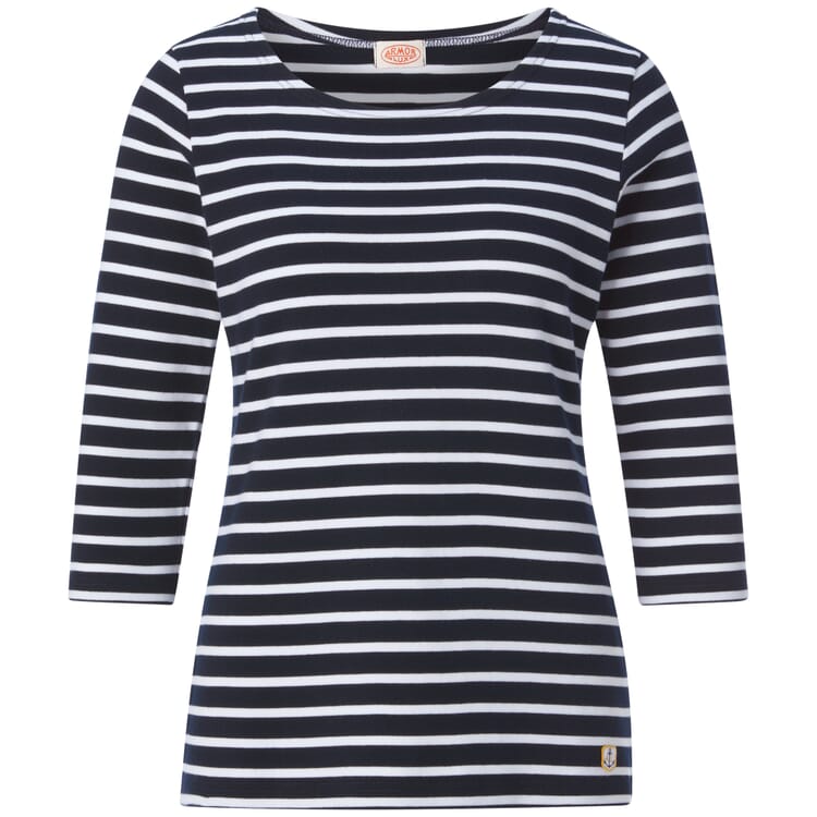 Trekvartærmet skjorte til damer, Navy hvid