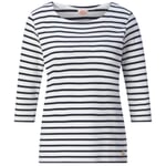 Damen-Shirt Dreiviertelarm Weiß-Marine