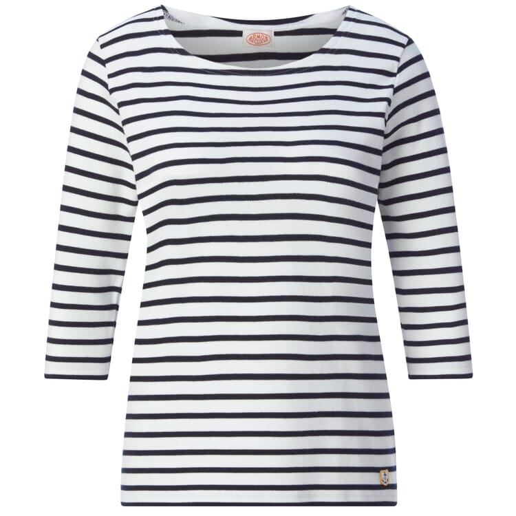 Dames shirt driekwart mouw, Wit-Navy