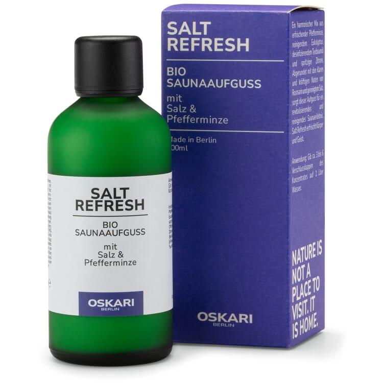 Infusion de sauna au sel, Salt Refresh, flacon vert clair