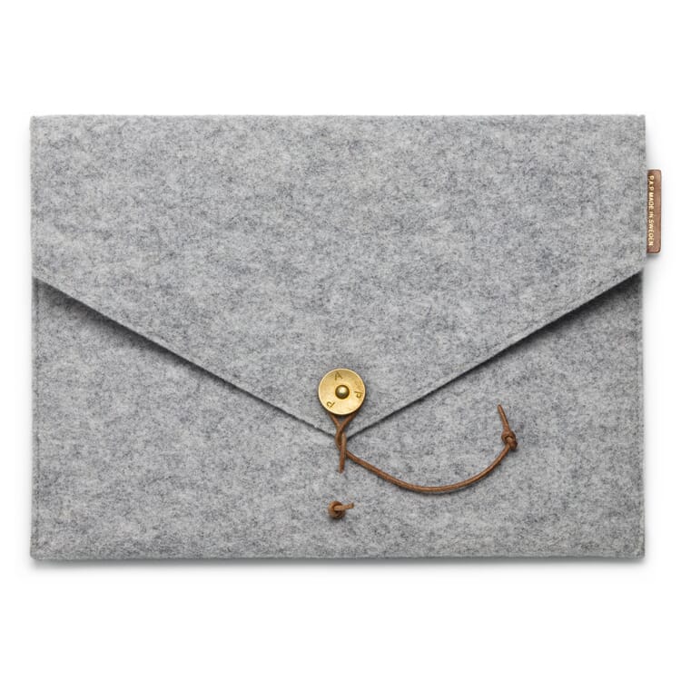 Wool felt document and tablet sleeve, Light gray