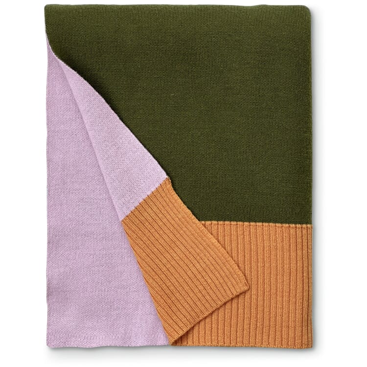 Deken Knit, Groen-roze-oranje