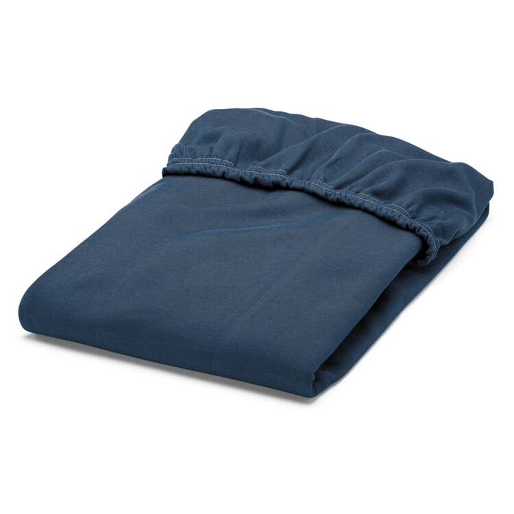Sábana bajera elástica de jersey doble, Azul oscuro