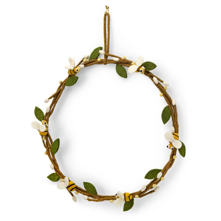 Couronne feutre abeilles et chatons de saule