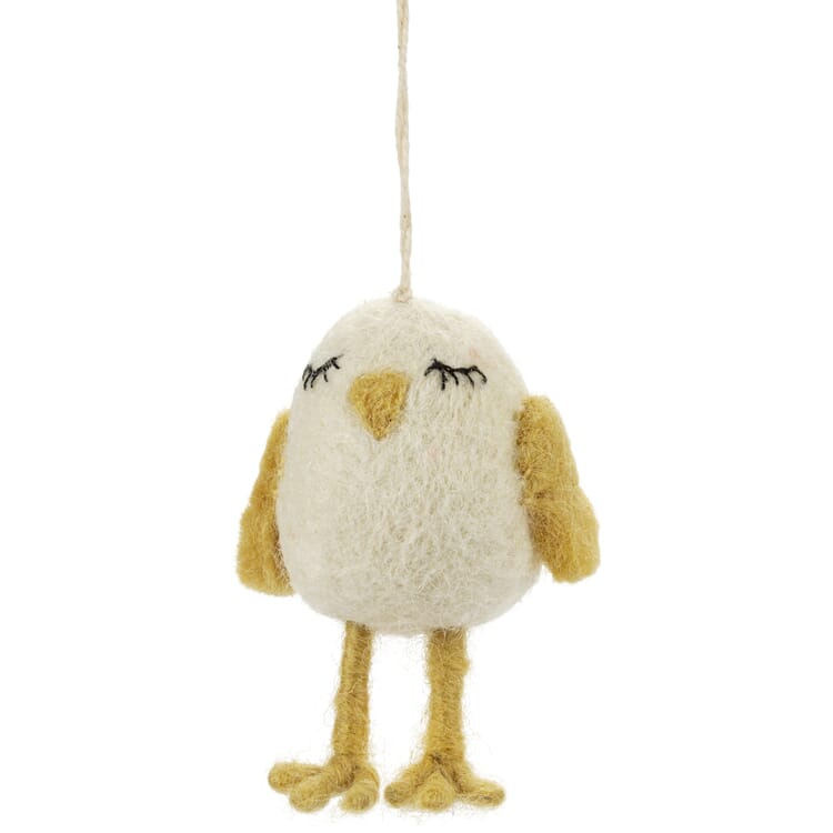 Colgante pollito de fieltro, Blanco