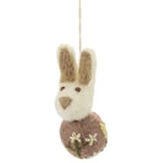 Pendentif lapin de Pâques en feutre brodé Lavande