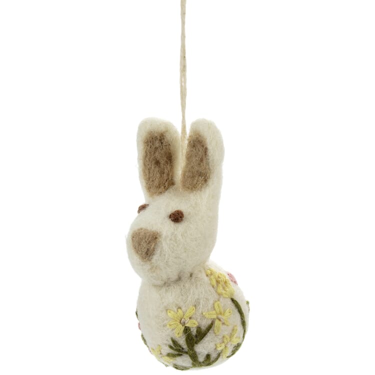 Colgante conejo de Pascua bordado en fieltro, Blanco