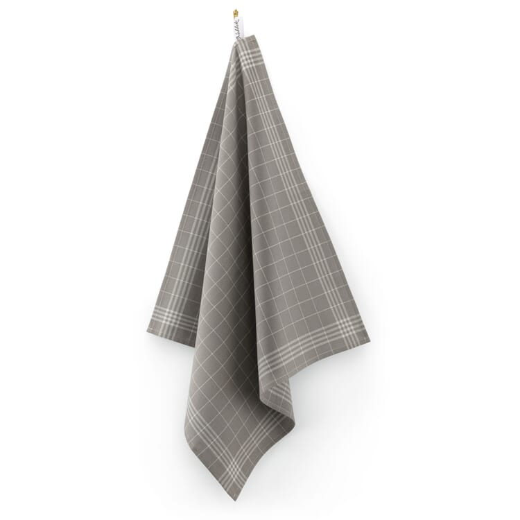 Torchon en coton à carreaux, Gris clair