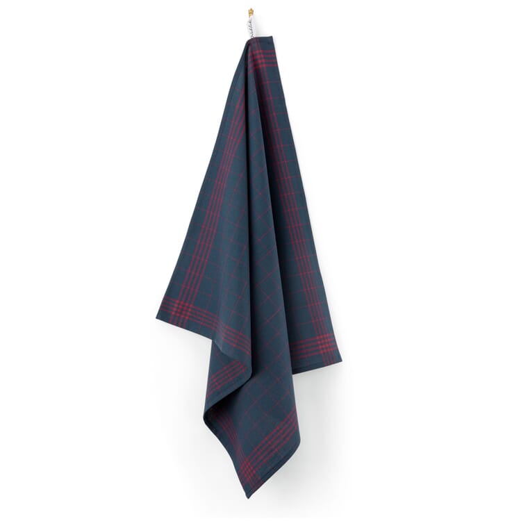 Torchon en coton bleu foncé, Bleu foncé-rouge