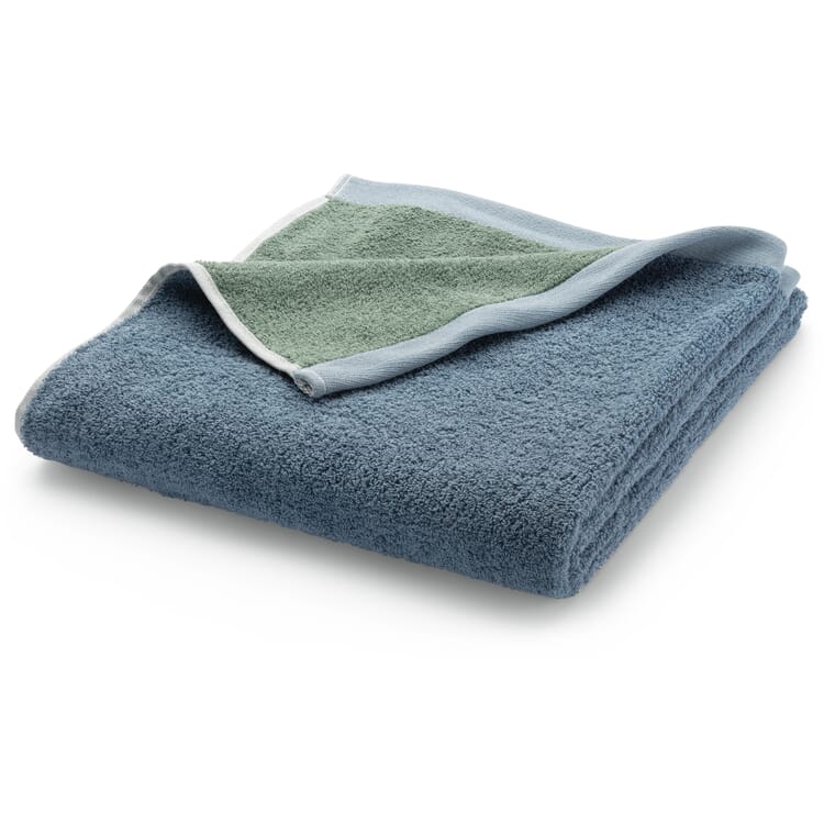 Tweekleurige badstof handdoek, Blauwgroen