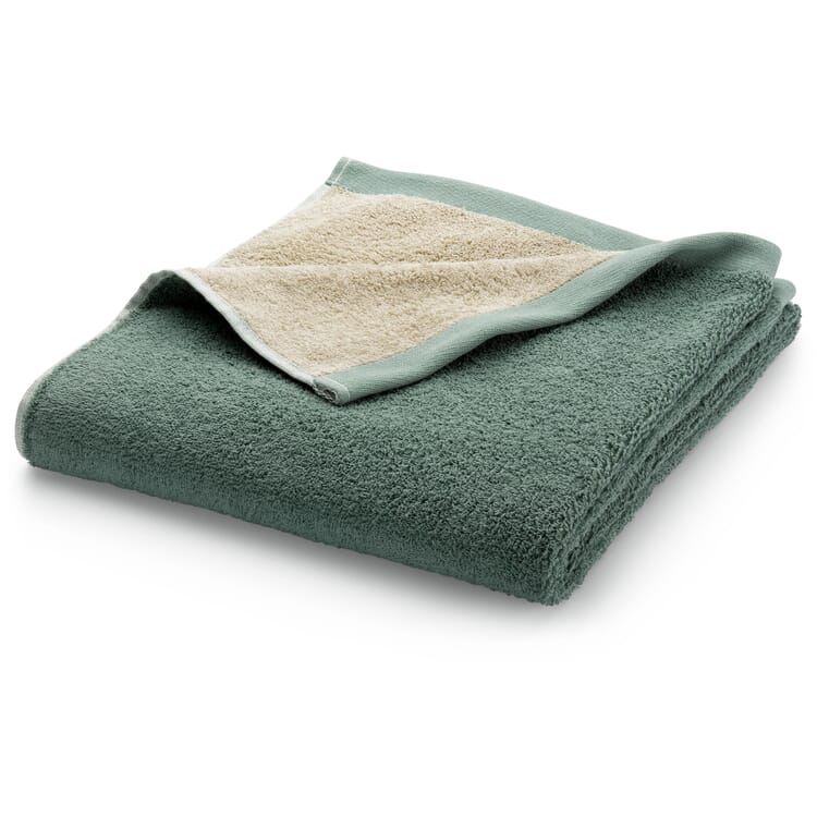 Serviette éponge bicolore, Vert-Sable