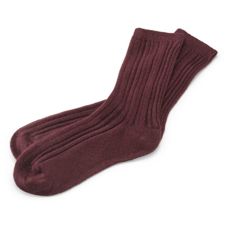 Damen-Socke gerippt, Bordeaux