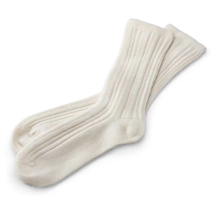 Damen-Socke gerippt, Naturweiß