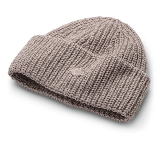 Bonnet en tricot côtelé pour femme Taupe