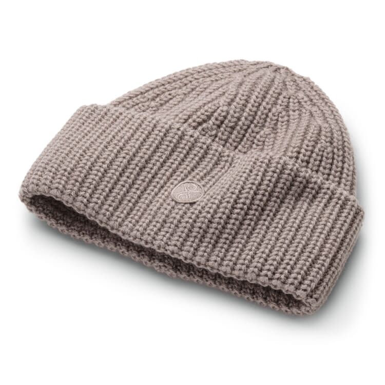 Bonnet tricoté à côtes pour femmes, Taupe
