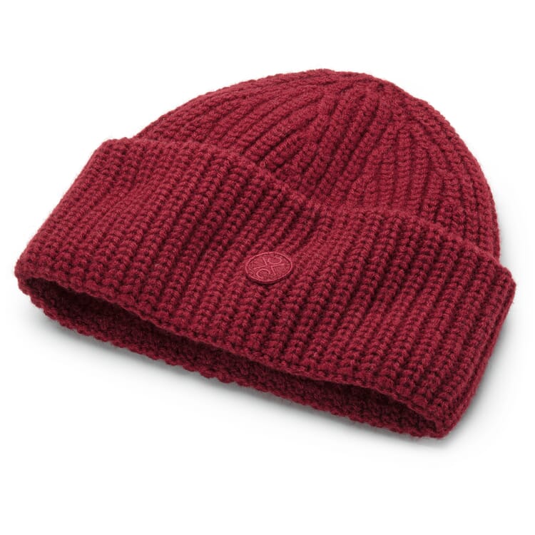Dames ribgebreide muts, Wijn rood