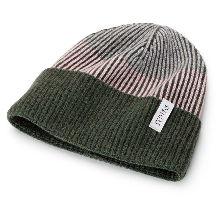 Unisex cashmere knitted hat, green-rosé