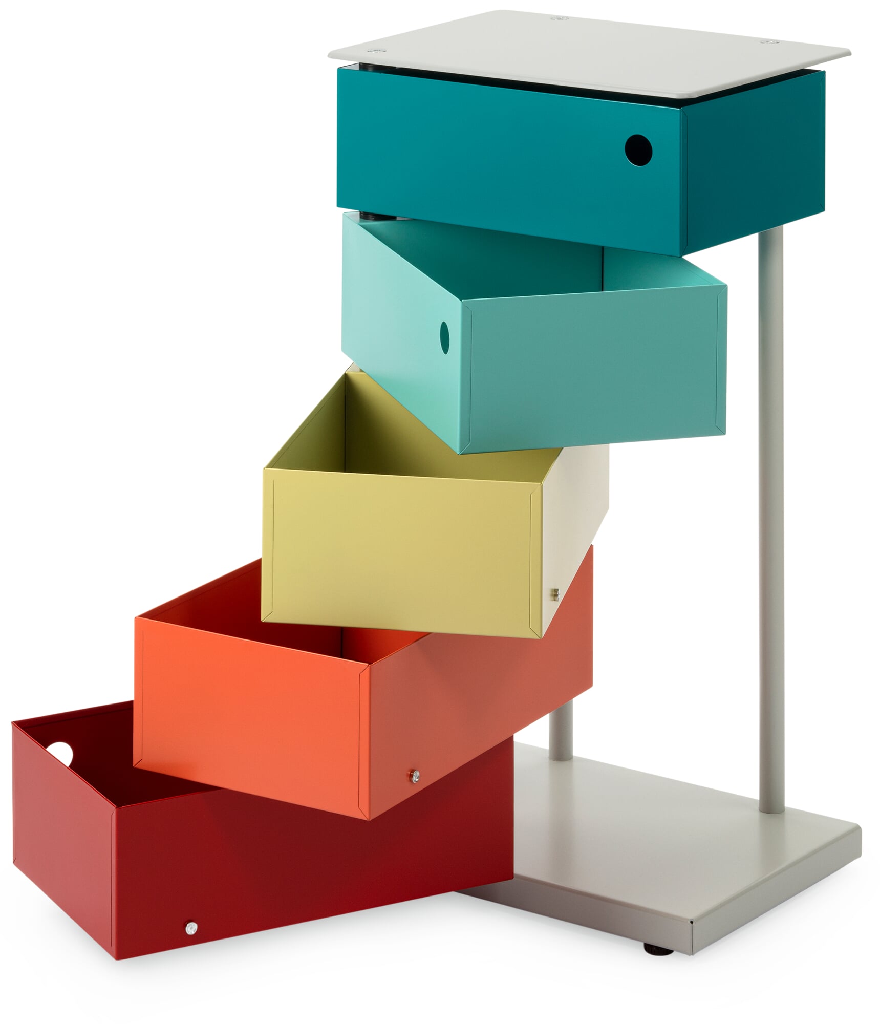 Hinged drawer pedestal sheet steel 5-compartment Polychrom Dario