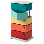 Hinged drawer container, sheet steel, 5-compartment Polychrom Dario