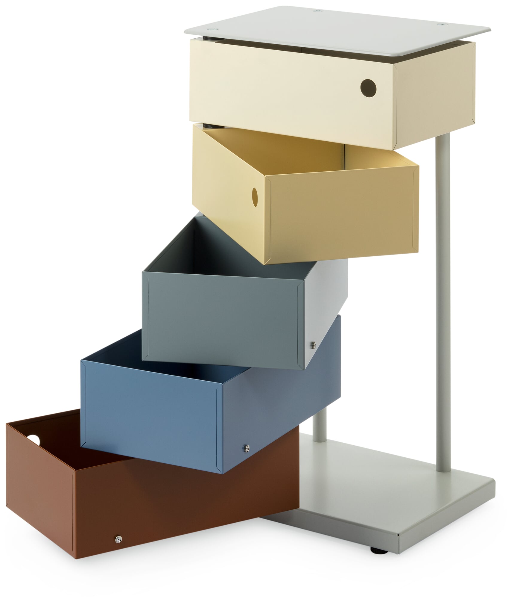 Hinged drawer pedestal sheet steel 5-compartment Polychrom