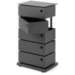 Conteneur à tiroirs pivotants en tôle d'acier, 5 compartiments, anthracite